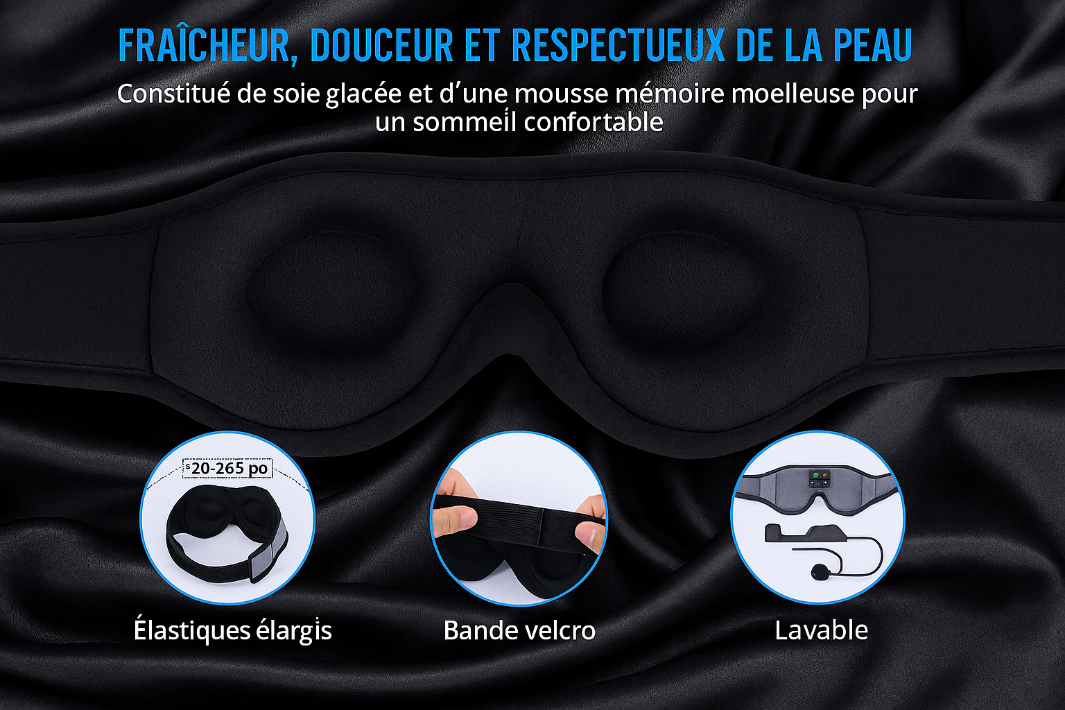 3D Eye Mask Music Play Sleeping Headphones with Built-In HD Speaker Mask for Sleep Headphones Bluetooth