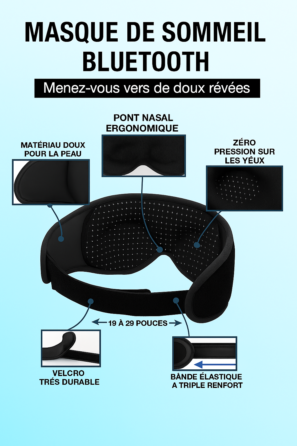 3D Eye Mask Music Play Sleeping Headphones with Built-In HD Speaker Mask for Sleep Headphones Bluetooth