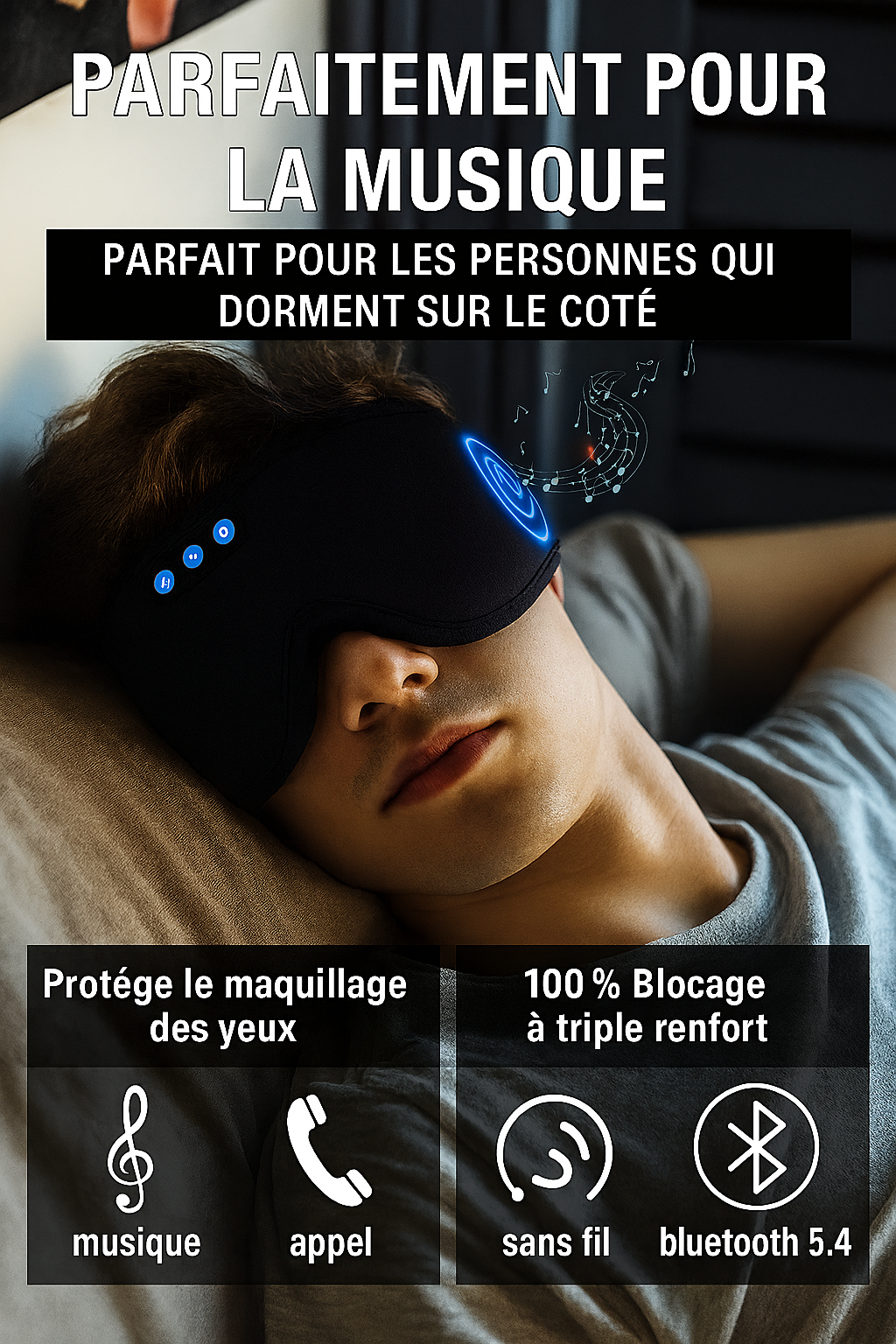 3D Eye Mask Music Play Sleeping Headphones with Built-In HD Speaker Mask for Sleep Headphones Bluetooth