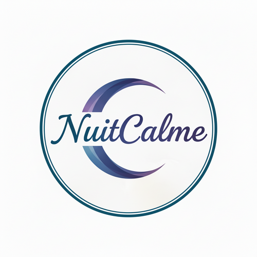 fait moi un logo rond avec NuitCalme écrit en couleur invitant au sommeil, avec une lune